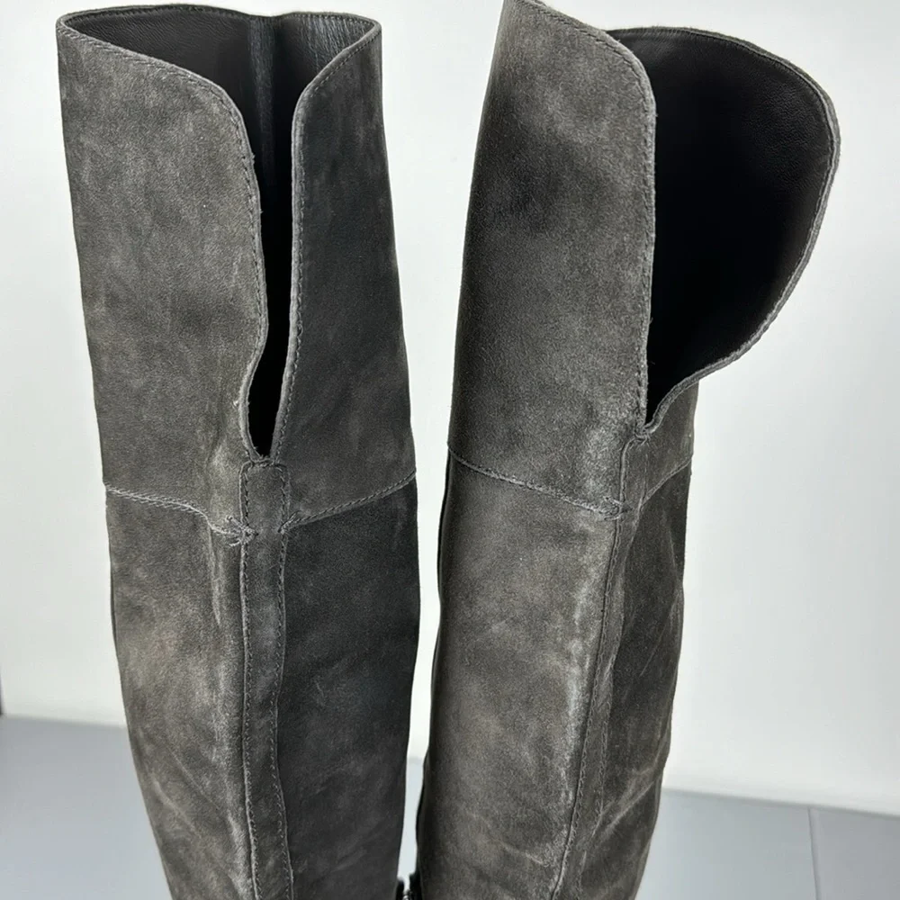 Frye Claude Over The Knee Boot in Smoke. Suede Finish. Size 7.